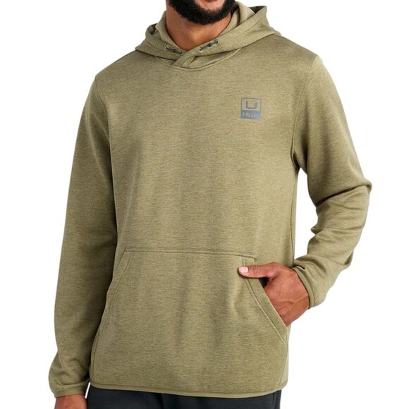 Huk Coldfront+ Performance Hoodie Mens L Pullover Fishing Overland Heather - Picture 1 of 8